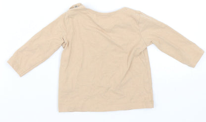 Back view of Next girls’ beige basic t-shirt, size 3-6, months