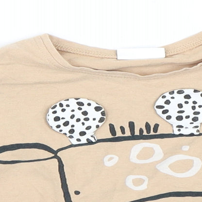 Close-up detail of Next girls’ beige basic t-shirt, size 3-6, months