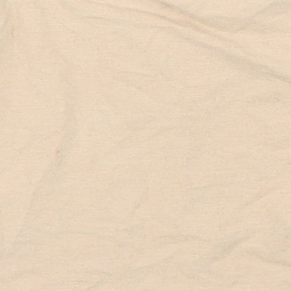 Brand and care label for Next girls’ beige basic t-shirt, size 3-6, months