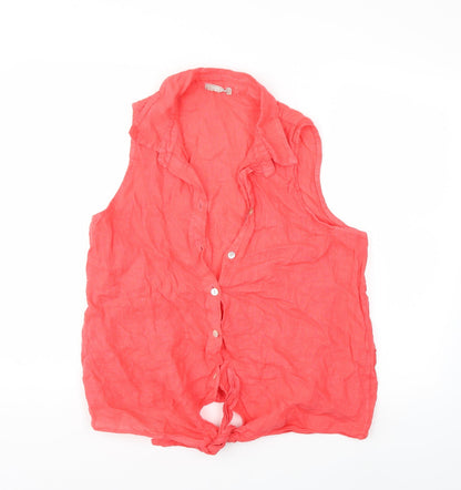 Additional front view of Carnival women’s pink basic blouse, size L