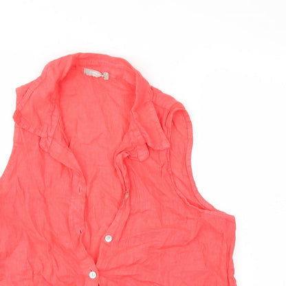 Close-up detail of Carnival women’s pink basic blouse, size L