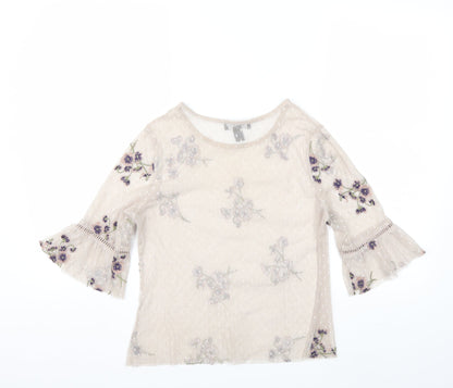 Back view of New Look women’s beige basic blouse, size UK 8