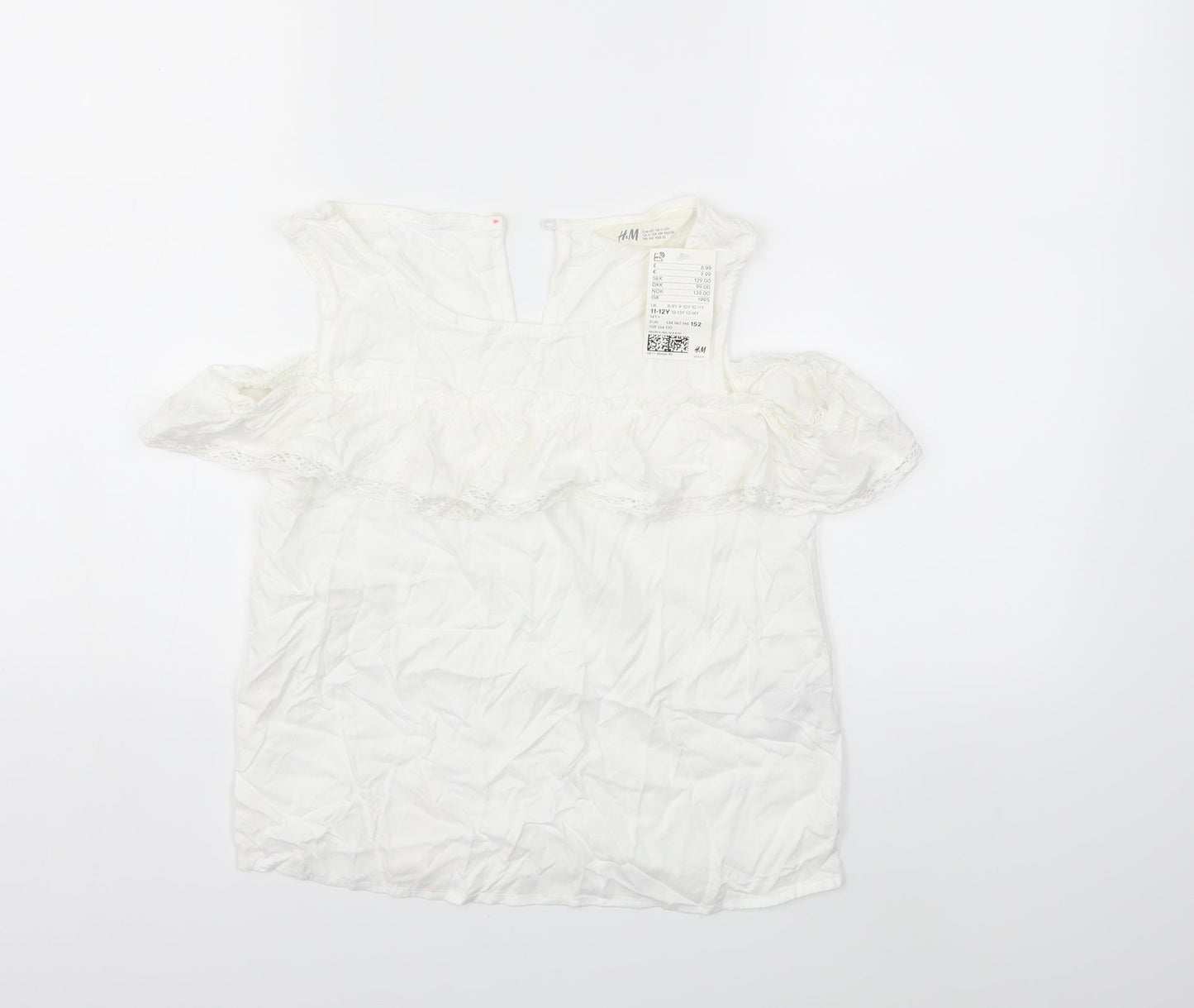 H&M Girls White   Basic Blouse Size 11-12 Years