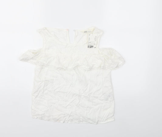 H&M Girls White   Basic Blouse Size 11-12 Years