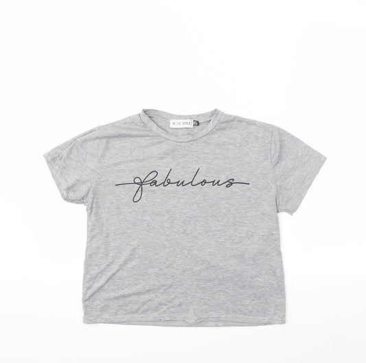 In the Style Womens Grey   Basic T-Shirt Size 8