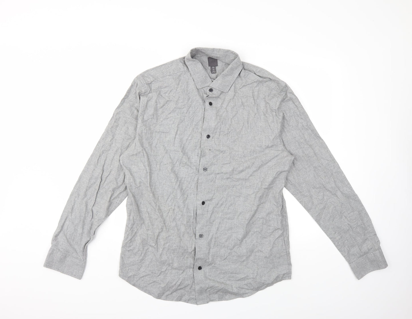 H&M Mens Grey    Button-Up Size L