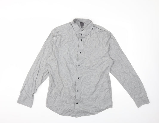 H&M Mens Grey    Button-Up Size L