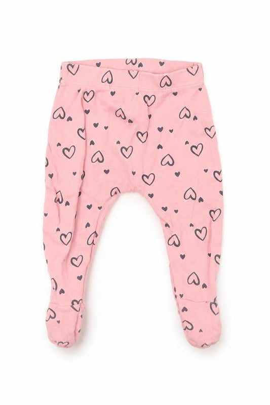 Front view of George girls’ pink geometric capri leggings, size 3-6, months - hearts