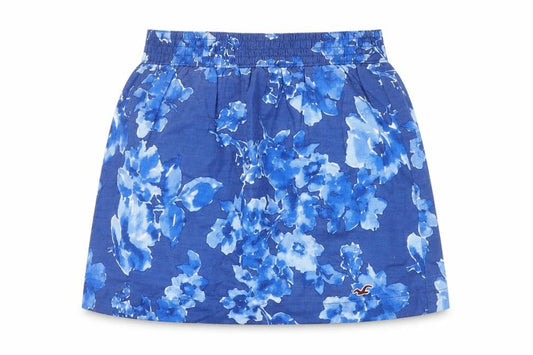 Front view of Hollister women’s blue floral straight & pencil skirt, size XS