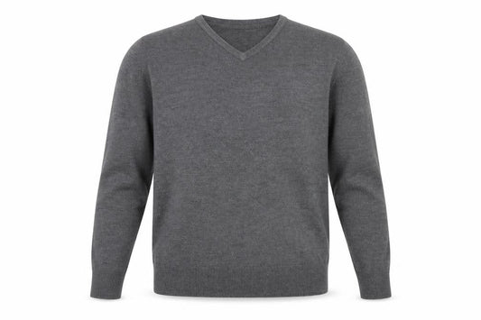 Front view of Burton men’s grey knit jumper, size L
