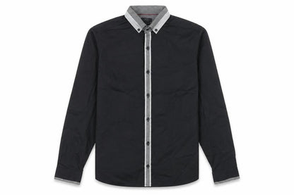 Front view of F&F men’s black button-up, size M