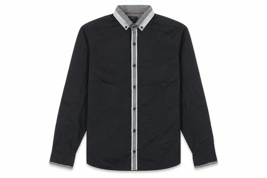 Front view of F&F men’s black button-up, size M