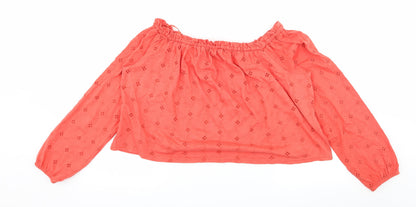 Additional front view of New Look women’s orange floral jersey basic blouse, size UK 18