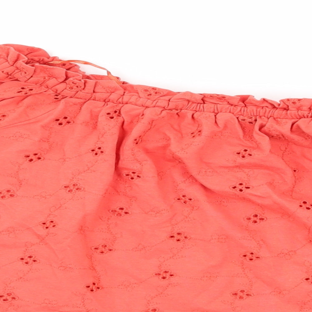 New Look Womens Orange Floral Jersey Basic Blouse Size 18