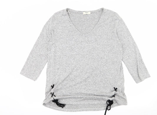 Papaya Womens Grey  Knit Pullover Jumper Size 14  - Lace up detail