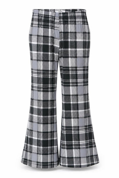 Front view of ASOS women’s grey check trousers, size UK 16, 23-inch leg