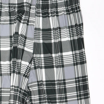 Close-up detail of ASOS women’s grey check trousers, size UK 16, 23-inch leg