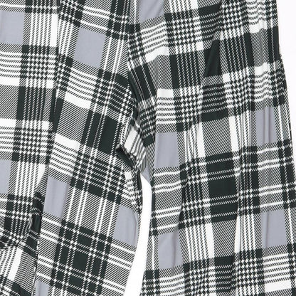 Brand and care label for ASOS women’s grey check trousers, size UK 16, 23-inch leg