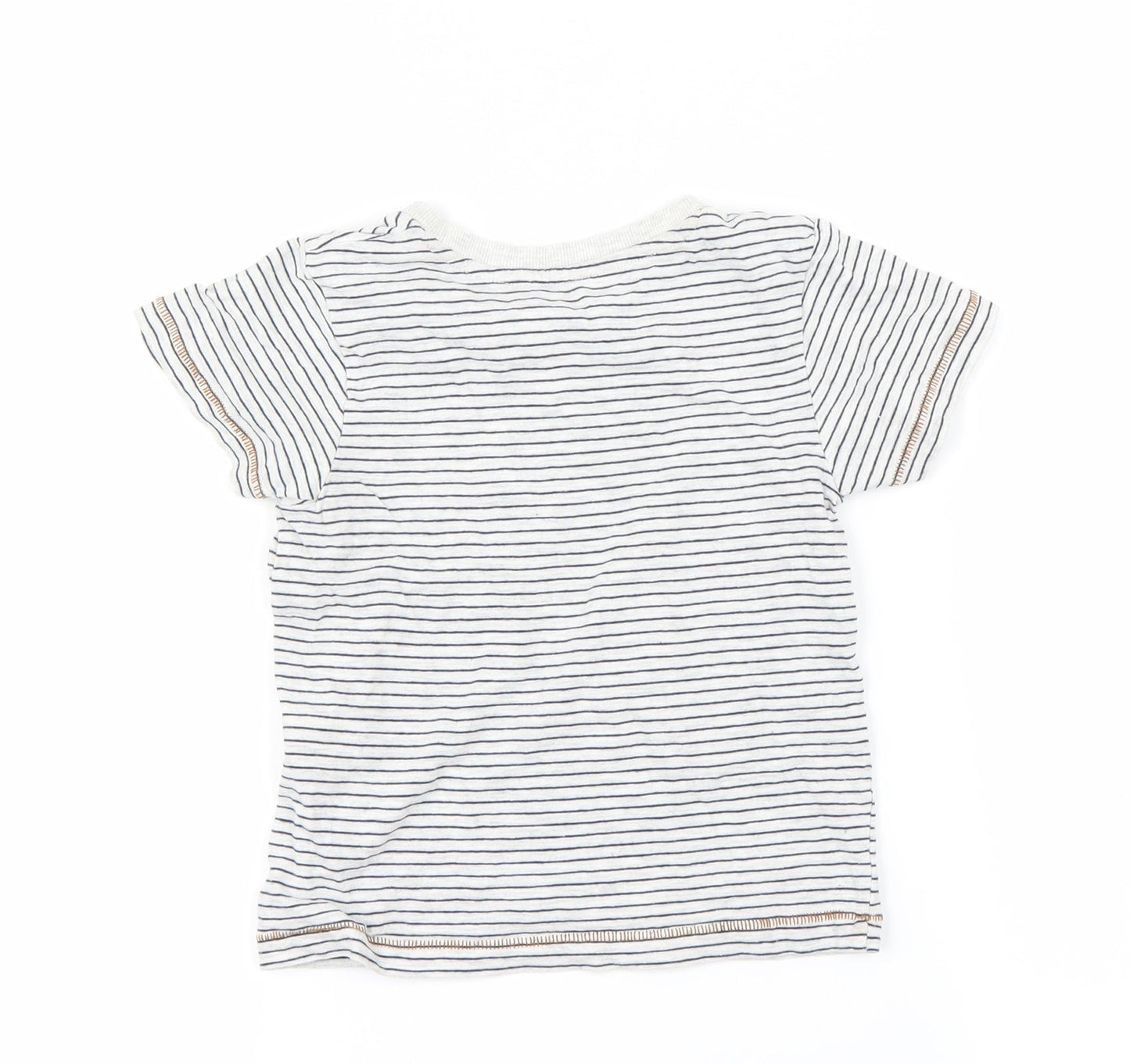 Preworn Boys White Striped  Basic T-Shirt Size 2-3 Years
