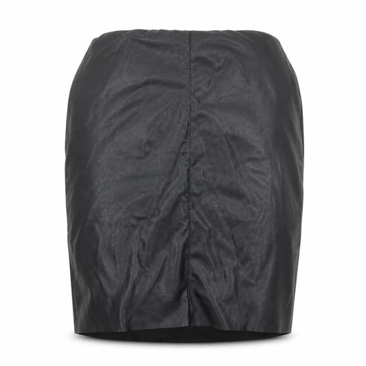 Front view of Boohoo women’s black a-line skirt, size UK 8