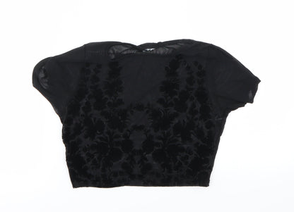 Additional front view of Misguided women’s black basic t-shirt, size UK 6