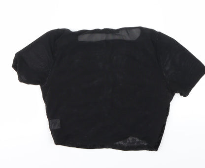 Back view of Misguided women’s black basic t-shirt, size UK 6