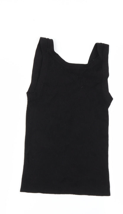 Back view of H&M women’s black basic t-shirt, size S