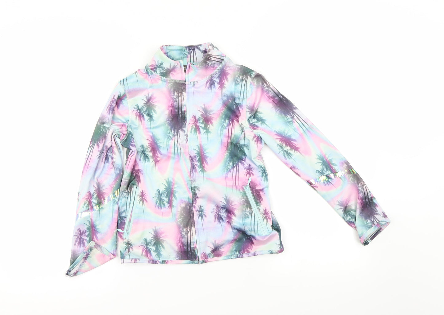 NEXT Girls Purple Floral  Henley Jumper Size 8 Years