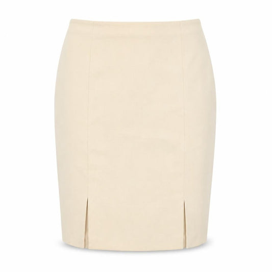 Front view of Preworn women’s yellow a-line skirt, size UK 32, in