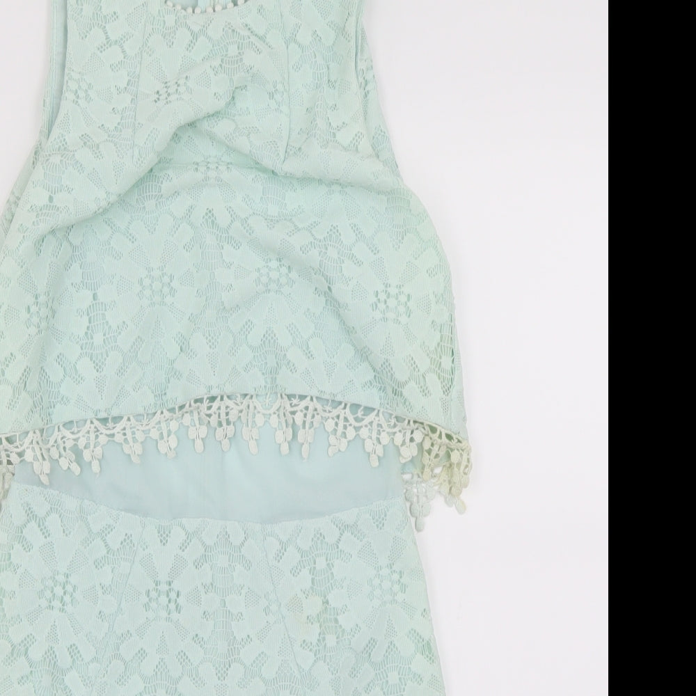 Topshop Womens Green Fair Isle  A-Line  Size 8