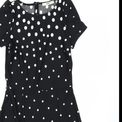 Oasis Womens Black Polka Dot  A-Line  Size XS
