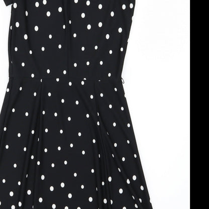 Oasis Womens Black Polka Dot  A-Line  Size XS