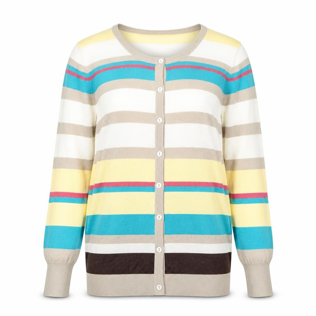 Oasis Womens Multicoloured Striped Knit Cardigan Jumper Size XS