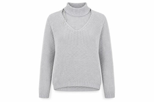 Front view of Brave Soul women’s grey jumper, size UK 14