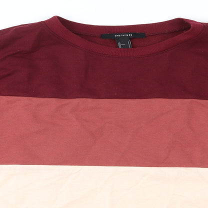 Close-up detail of Forever 21 women’s pink colourblock pullover sweatshirt, size S