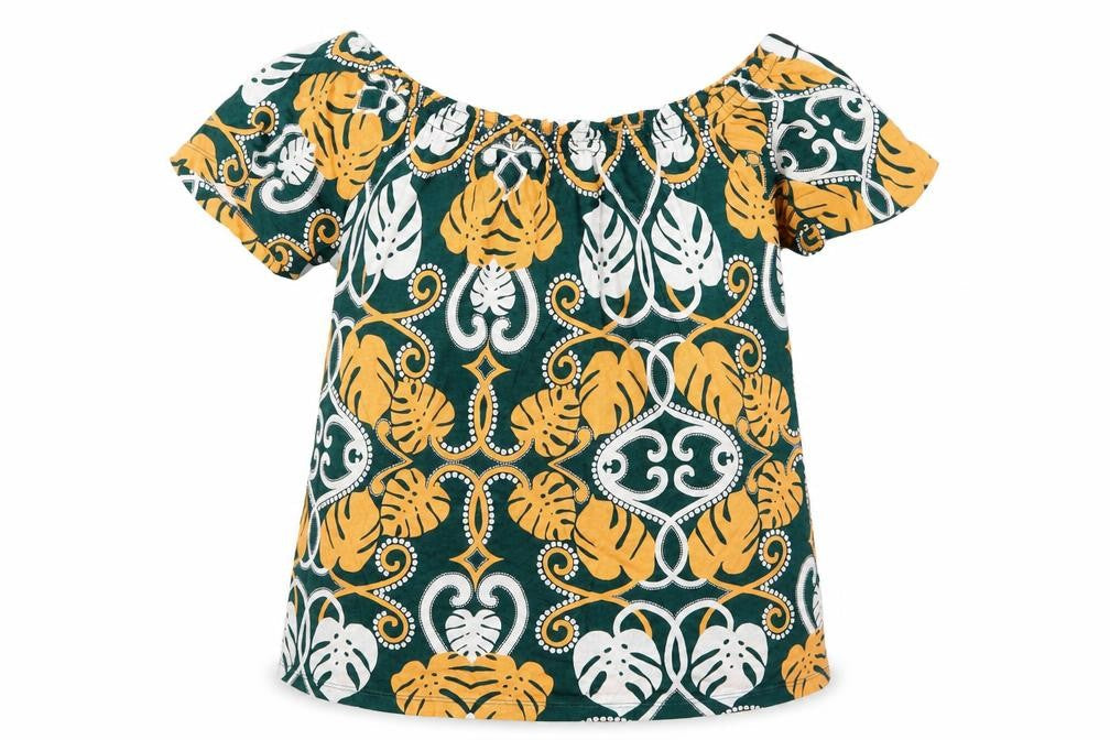 H&M Womens Green Floral Jersey Basic Blouse Size S