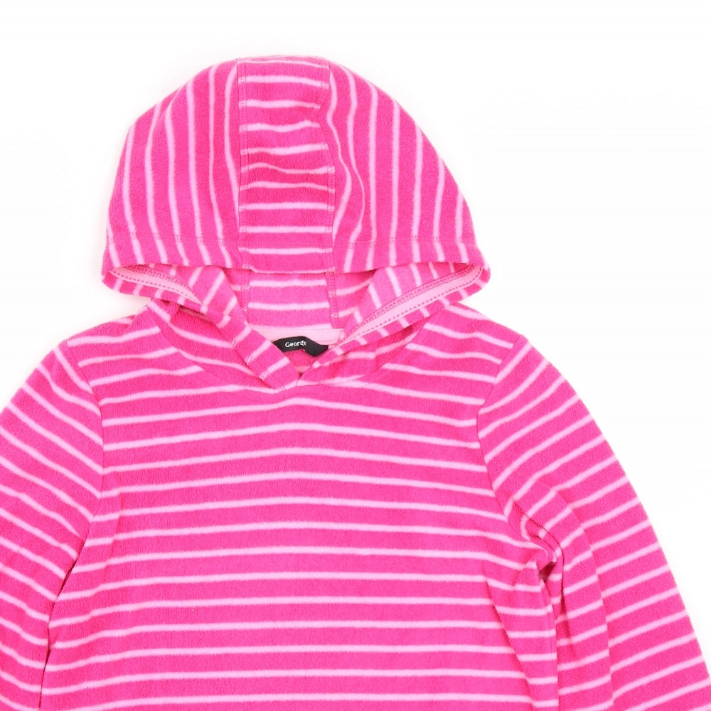 George Womens Pink Striped  Pullover Hoodie Size 10