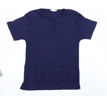 Additional front view of Paramour women’s blue basic t-shirt, size L