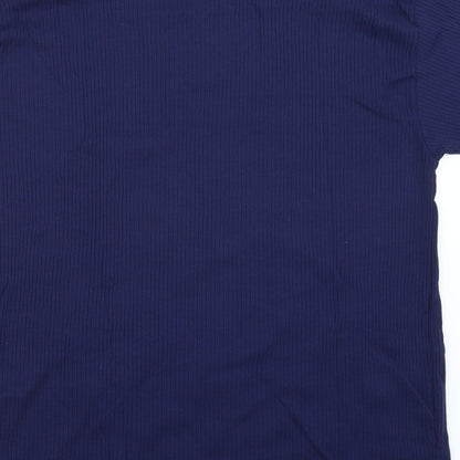 Brand and care label for Paramour women’s blue basic t-shirt, size L