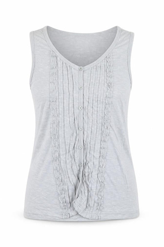 Front view of Guodil women’s grey basic t-shirt, size L