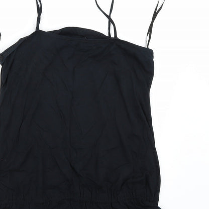 Brand and care label for Preworn women’s black basic t-shirt, size UK 14