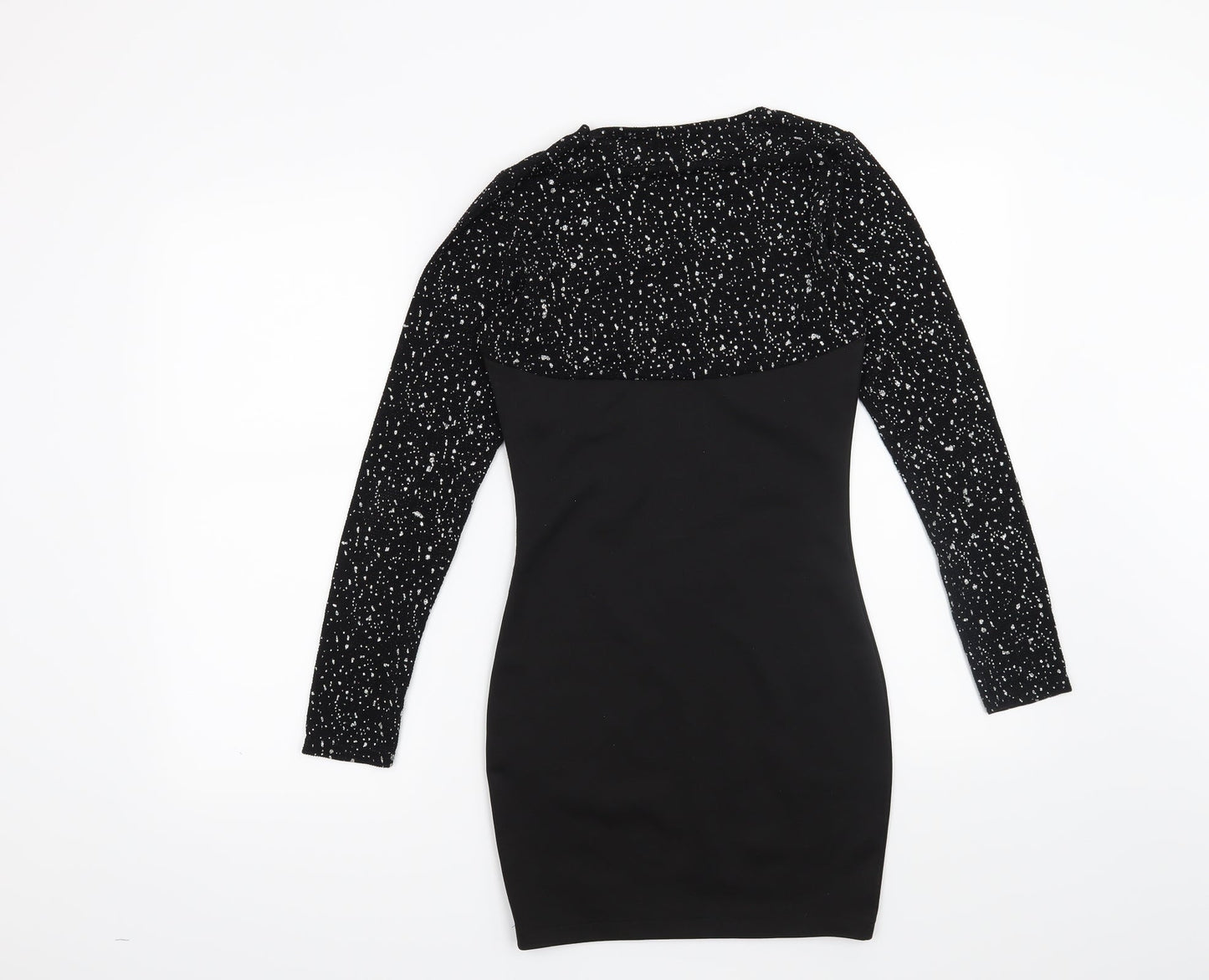 Preworn Womens Black Geometric  Bodycon  Size 8