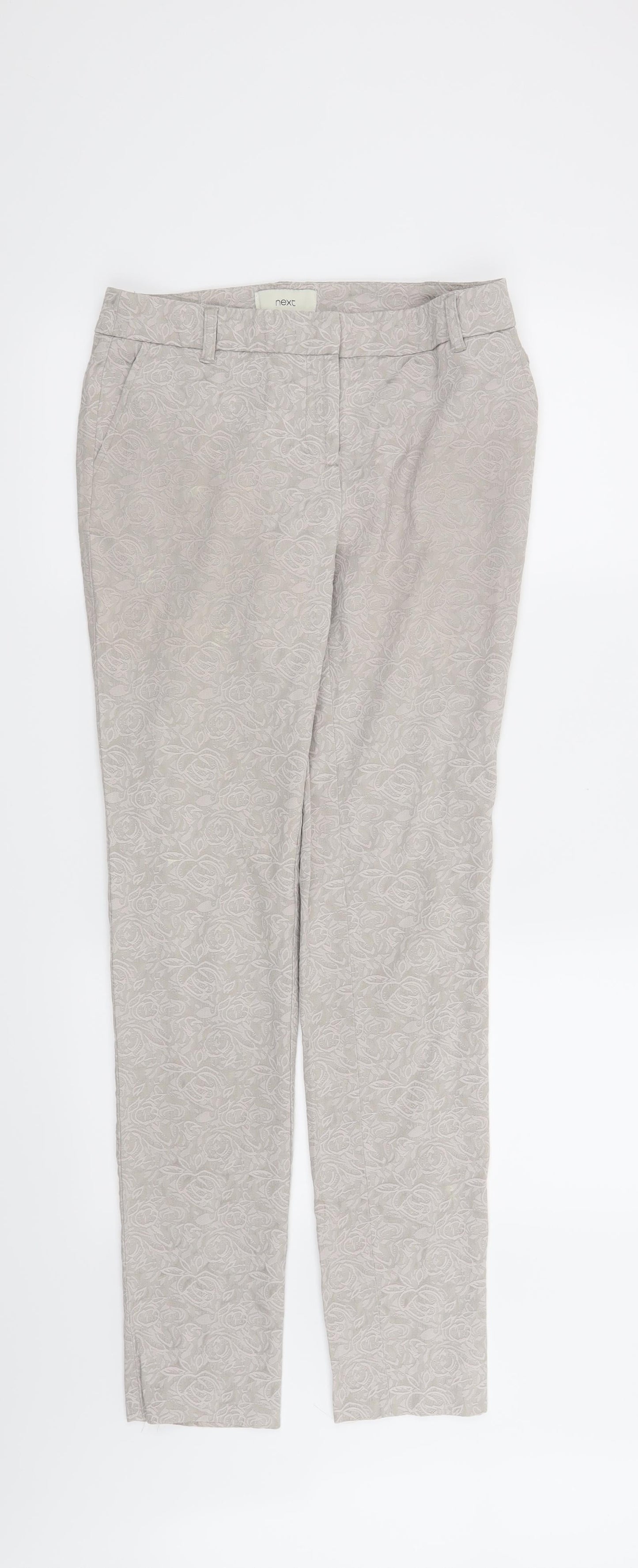 NEXT Womens Beige Floral  Trousers  Size 8 L32 in