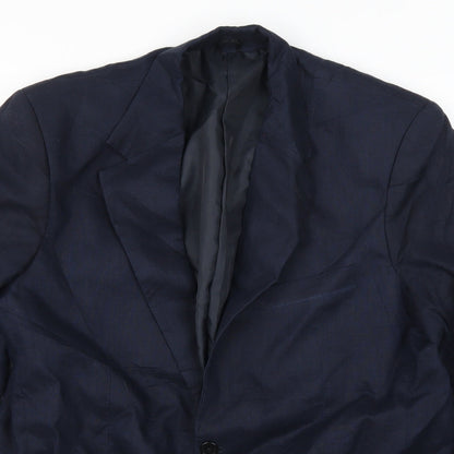 Close-up detail of Yaly Couture men’s blue jacket suit jacket, size 42