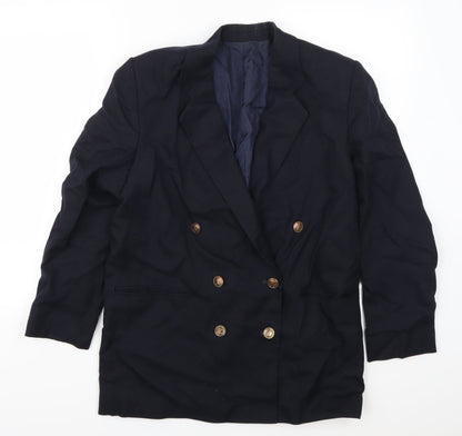 Additional front view of Basix women’s blue jacket suit jacket, size UK 12