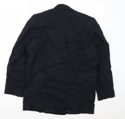 Back view of Basix women’s blue jacket suit jacket, size UK 12