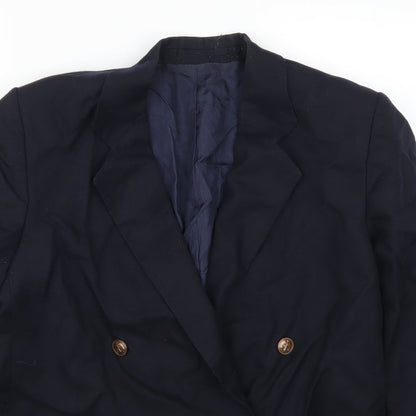Close-up detail of Basix women’s blue jacket suit jacket, size UK 12