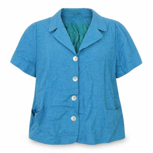 Front view of Dorothy Perkins women’s blue jacket, size UK 18