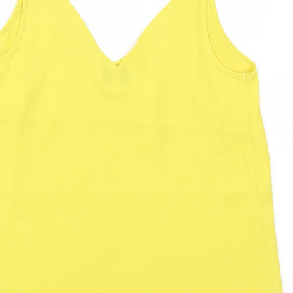 Brand and care label for Papaya women’s yellow basic tank, size UK 8
