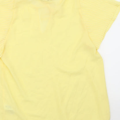 Brand and care label for Primark women’s yellow basic blouse, size UK 10